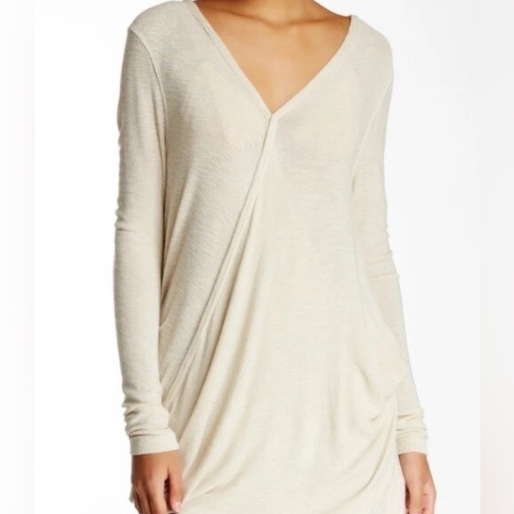 WE THE FREE PEOPLE Miss Rose Top Womens Beige Surplus Blouse Long Sleeve Medium